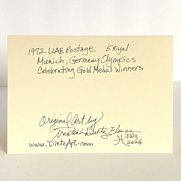 Collage Art Handmade Original Blank Greeting Card and Envelope Olympic Postage - Picture 4 of 5